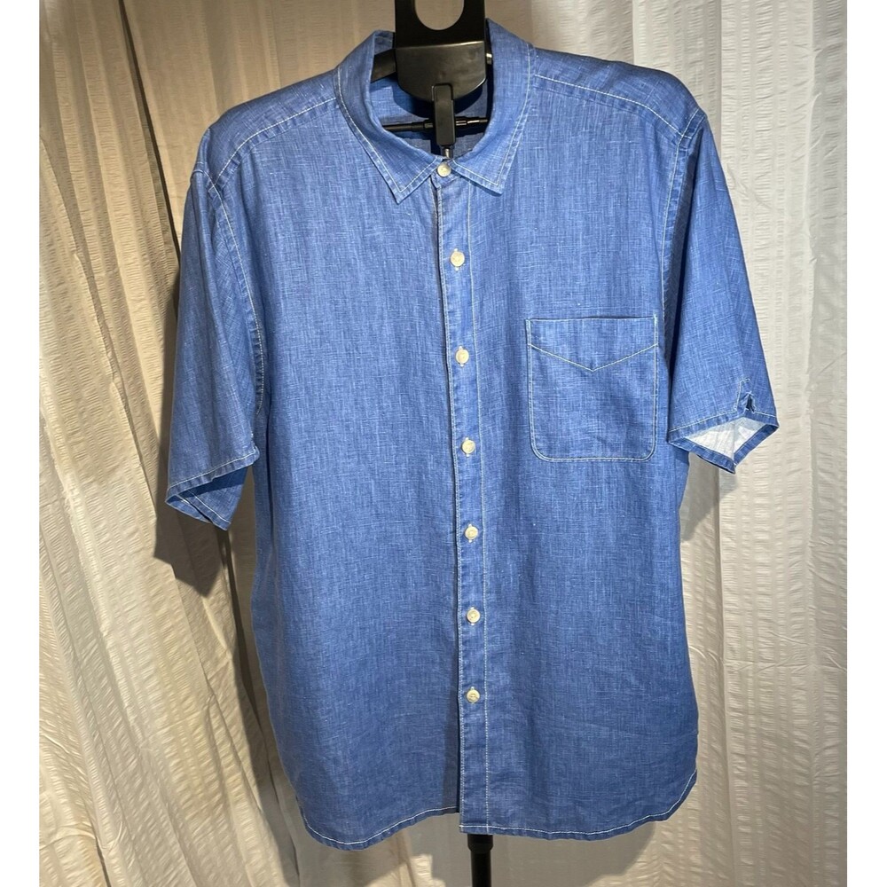 Tommy Bahama Sea Glass Breezer Shirt Men XL Blue 100% Linen Coastal TR310623